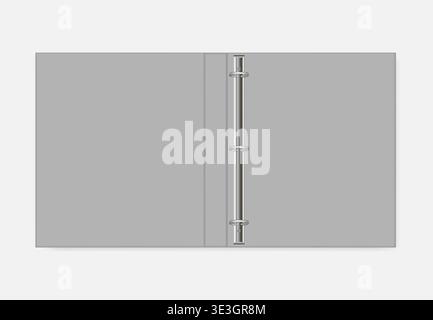 Three ring binder, realistic mockup. Open file folder, vector template Stock Vector