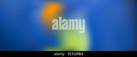 Spring blur daffodil flower and leaves gradient background. Gentle orange floral on blue gradation summer background. Vector yellow soft focus wildflo Stock Vector