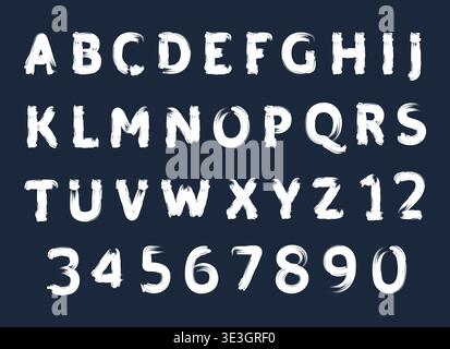 White brush letters and numbers Stock Vector