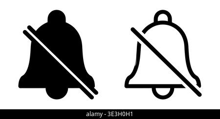 Two variations of a notification bell icon with a diagonal strike through signifying silent mode Vector Stock Vector