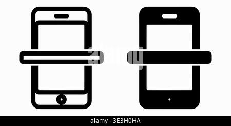 Two styles of mobile phone scanning icons featuring a minimalist outline and a solid black design Vector Stock Vector