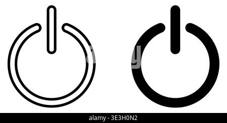 A comparison of two power button icons showing a thin outline style and a thick solid black style Vector Stock Vector