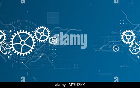 Abstract document drawing using white gears. Technological background. Vector. Stock Vector