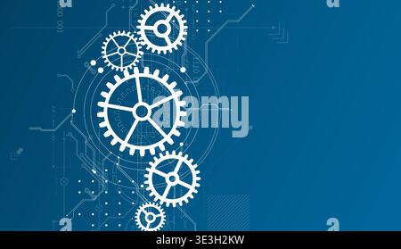 Abstract document drawing using white gears. Technological background. Vector. Stock Vector
