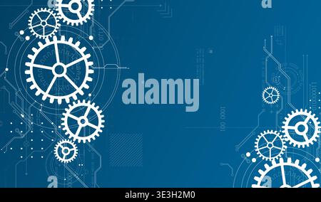 Abstract document drawing using white gears. Technological background. Vector. Stock Vector