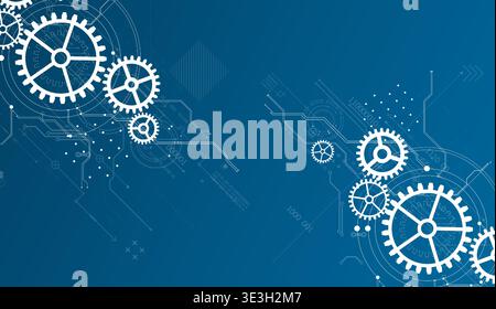 Abstract document drawing using white gears. Technological background. Vector. Stock Vector