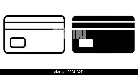Outline and solid style icons representing a credit card for financial and payment user interfaces Vector Stock Vector