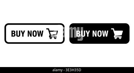 Two contrasting buy now button designs featuring a shopping cart icon for e-commerce websites Vector Stock Vector