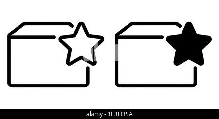 Two rectangular icons showing a comparison between an outlined star and a solid filled star shape Vector Stock Vector