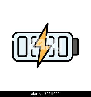battery charge color line icon. Vector isolated element. Editable stroke. Stock Vector