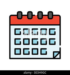 calendar color line icon. Vector isolated element. Editable stroke. Stock Vector