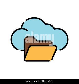 cloud storage color line icon. Vector isolated element. Editable stroke. Stock Vector