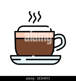 coffee cup color line icon. Vector isolated element. Editable stroke. Stock Vector