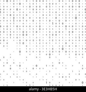 Binary code black and white background with digits on screen. Format 16 ...