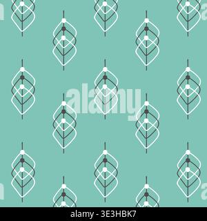 Seamless Abstract Geometric Pattern with Rhombus Figures and Intersecting Lines on Turquoise Background. Vector illustration Stock Vector