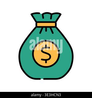 financial bonus color line icon. Vector isolated element. Editable stroke. Stock Vector