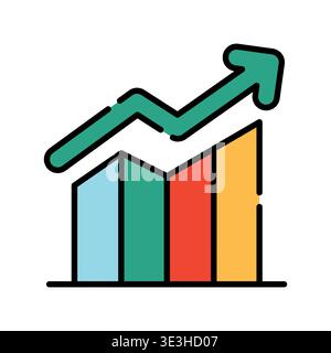 growth chart color line icon. Vector isolated element. Editable stroke. Stock Vector