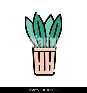 houseplant, plant color line icon. Vector isolated element. Editable stroke. Stock Vector