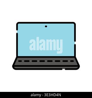 laptop color line icon. Vector isolated element. Editable stroke. Stock Vector