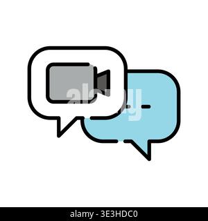 video chat color line icon. Vector isolated element. Editable stroke. Stock Vector
