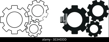 Vector icon showing multiple interlocking gears Stock Vector