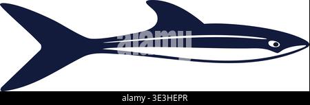 Streamlined illustration of a swift fish in side profile with pointed fins and a long narrow body. Stock Vector