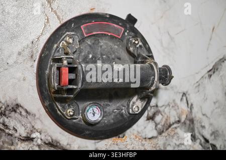 Vacuum Construction Suction Cup Mounted On Marble Walls Stock Photo