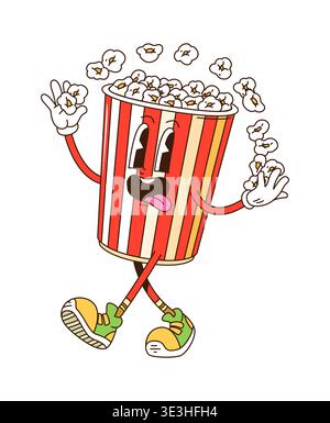 Groovy hippie popcorn bucket movie character Stock Vector