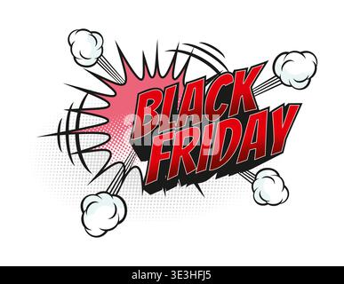 Pop art black Friday promo comic speech bubble. Stock Vector