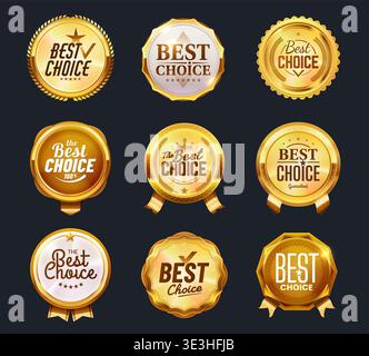Best choice golden labels, badges, luxury tags Stock Vector