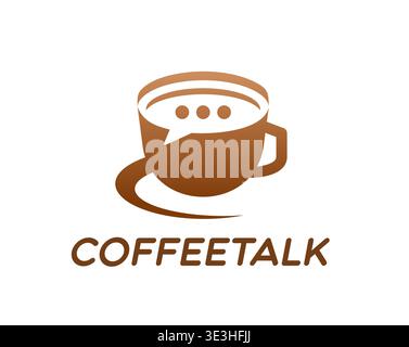 Coffee talk icon with steaming cup and chat Stock Vector