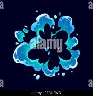 Cartoon blue water splash with dynamic drops Stock Vector