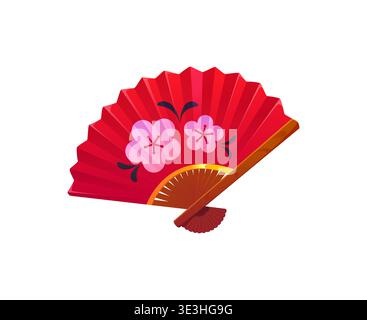 Japanese New Year holiday icon of red folding fan Stock Vector