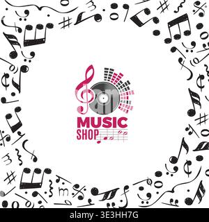 Musical notes. background template with sound visualisation tools hand drawn notes Stock Vector