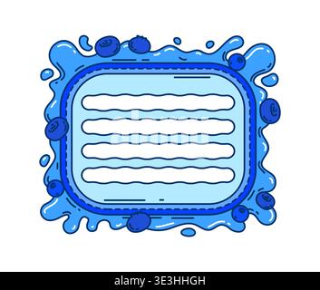 Memo note frame, kids paper sticker with blueberry Stock Vector