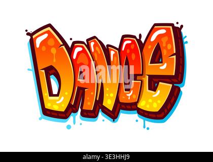Cartoon graffiti text dance, urban graffiti art Stock Vector