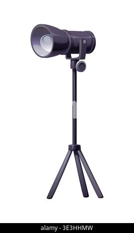 Cartoon studio spotlight mounted on a tall tripod Stock Vector