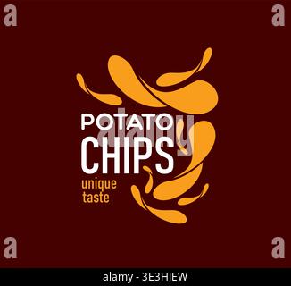 Crispy fried potato chips icon of flying snack Stock Vector