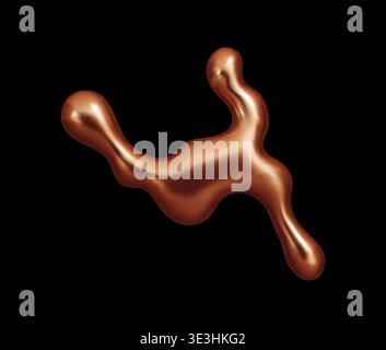 3D liquid copper metal blob or drop splash shape Stock Vector