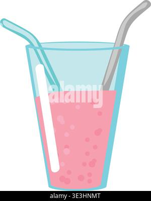 Disposable plastic tableware vector. Reusable drink glass with straw icon isolated on white background Stock Vector