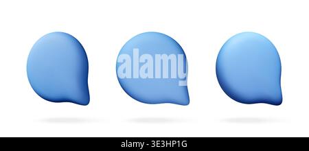 Three blue speech bubbles in 3d style. Stock Vector