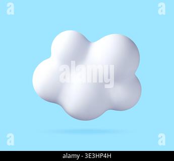 White fluffy cloud 3d icon isolated Stock Vector