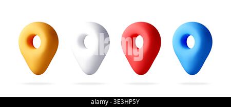 Set of four colorful 3D map pointer icons. Stock Vector