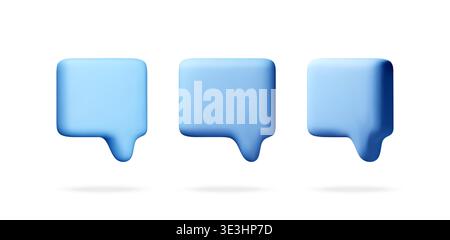 Three blue speech bubbles in 3D style. Stock Vector