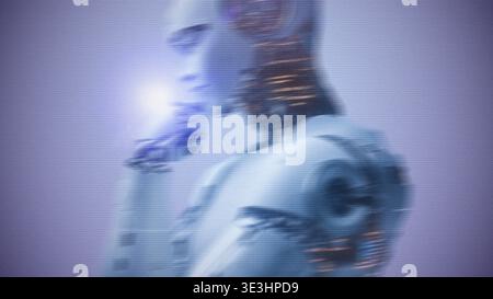 Thinking robot uses advanced technology to create solutions for complex problems Stock Photo