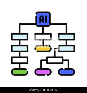 AI Architecture Icon Professional UI Symbol for System Design, Neural Network Structure and Scalable Data Framework. It represents the foundational bl Stock Vector