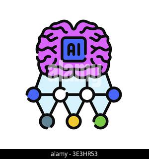 Deep Learning Icon Professional UI Symbol for Neural Network Architecture, Advanced Machine Learning and Complex Data Pattern Recognition. It represen Stock Vector