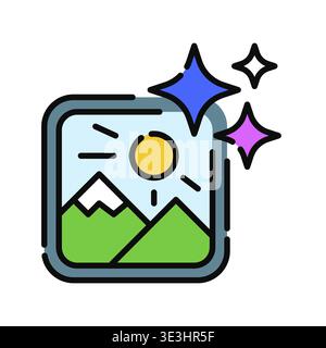 Content Generation Icon Professional UI Symbol for AI Creative Synthesis, Automated Media Production and Multimodal Data Output. It represents generat Stock Vector