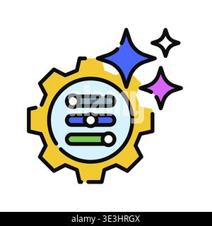Fine Tuning Icon Professional UI Symbol for AI Model Optimization, Machine Learning Refinement and Specialized Data Adaptation. It represents the proc Stock Vector