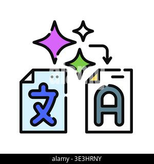 Language Translation Icon Professional UI Symbol for AI Multilingual Processing, Automated Text Translation and Cross-Cultural Communication. It repre Stock Vector